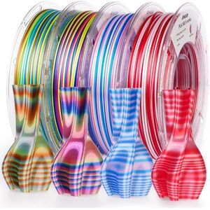 New AMOLEN Silk PLA 3D Printer Filament Bundle Shiny Dual Color Filament 1.75mm